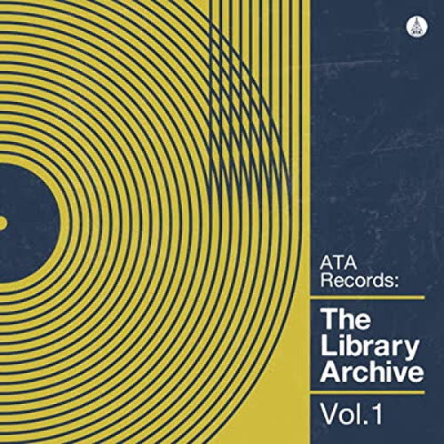 Vinyl record cover with concentric yellow lines on a dark background.