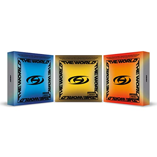 Three Ateez “The World Ep.1: Movement” CD jewel cases in blue, white, and orange.