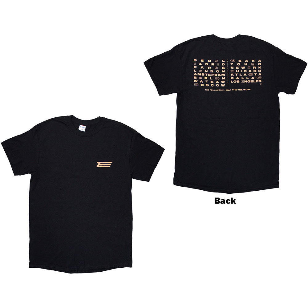 Black ATEEZ t-shirt, large size, with back print & tour design.