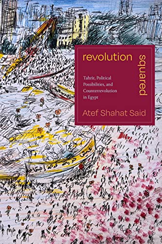 Book cover with abstract sketch of crowds and boats, titled "Revolution Squared.