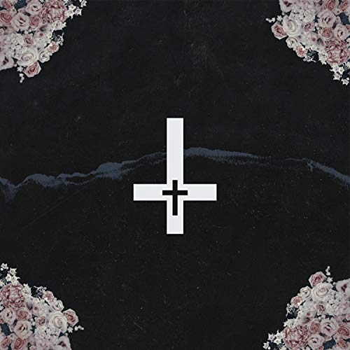 CD cover with a white inverted cross surrounded by pink roses.