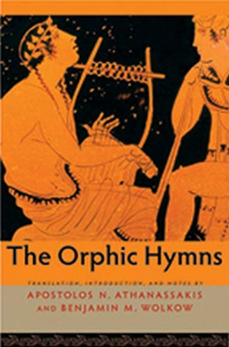 Book cover for The Orphic Hymns featuring classical Greek art of a lyre player.