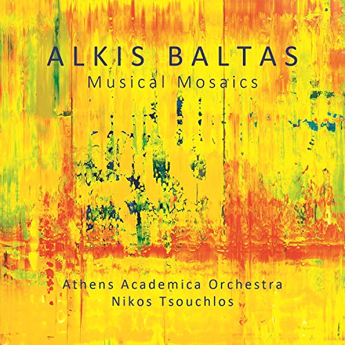CD cover for "Musical Mosaics" by Alkis Baltas, abstract yellow painting.