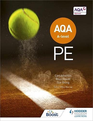 AQA A-level PE textbook cover with a tennis ball and orange circle.
