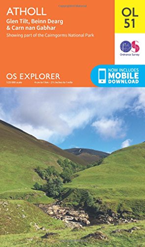 Ordnance Survey map cover showing Scottish Highlands landscape, Glen Tilt area.
