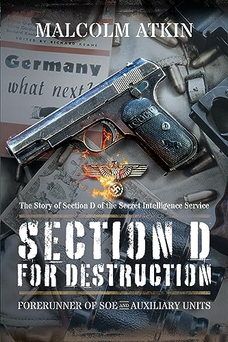 Book cover featuring a pistol, bullets, and a flaming Nazi emblem over historical documents.