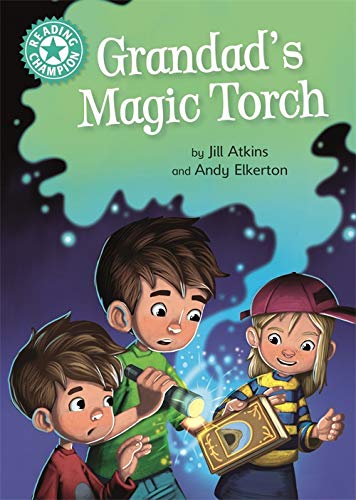 Book cover: three children with a glowing torch and a mysterious box.
