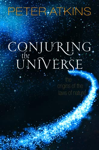 Book cover: “Conjuring the Universe” with a starry, galactic background.