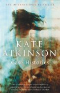 "Book cover with a black dog and red background, titled 'Case Histories' by Kate Atkinson."