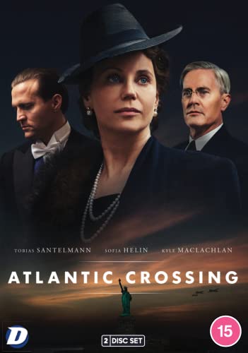 DVD cover art for Atlantic Crossing featuring three actors and the Statue of Liberty.