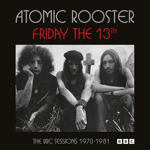 Black and white album cover for Atomic Rooster’s “Friday The 13th” CD.