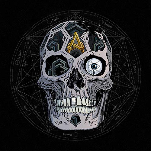 Atreyu "In Our Wake" CD cover: skull with geometric designs and one eye.