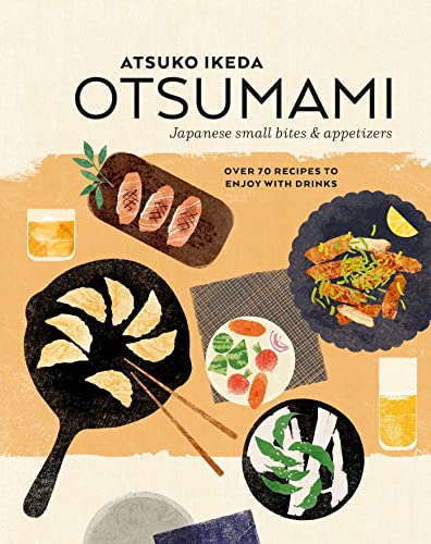Book cover titled Otsumami featuring illustrations of various Japanese appetizers and drinks.