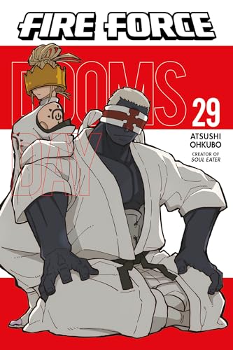 Fire Force volume 29 manga cover featuring two characters in white robes.