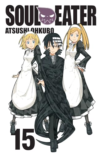 Soul Eater manga volume 15 cover featuring Death the Kid and the Thompson sisters.
