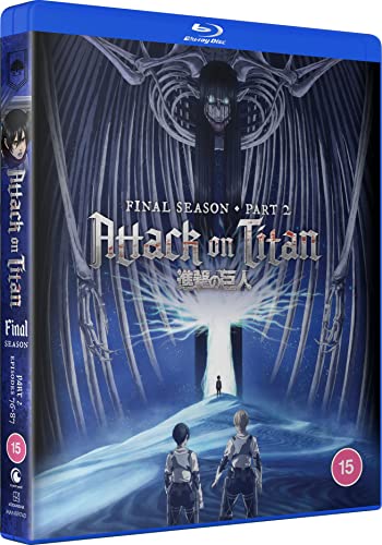 Attack on Titan" Blu-ray cover with winged titan and soldiers below.