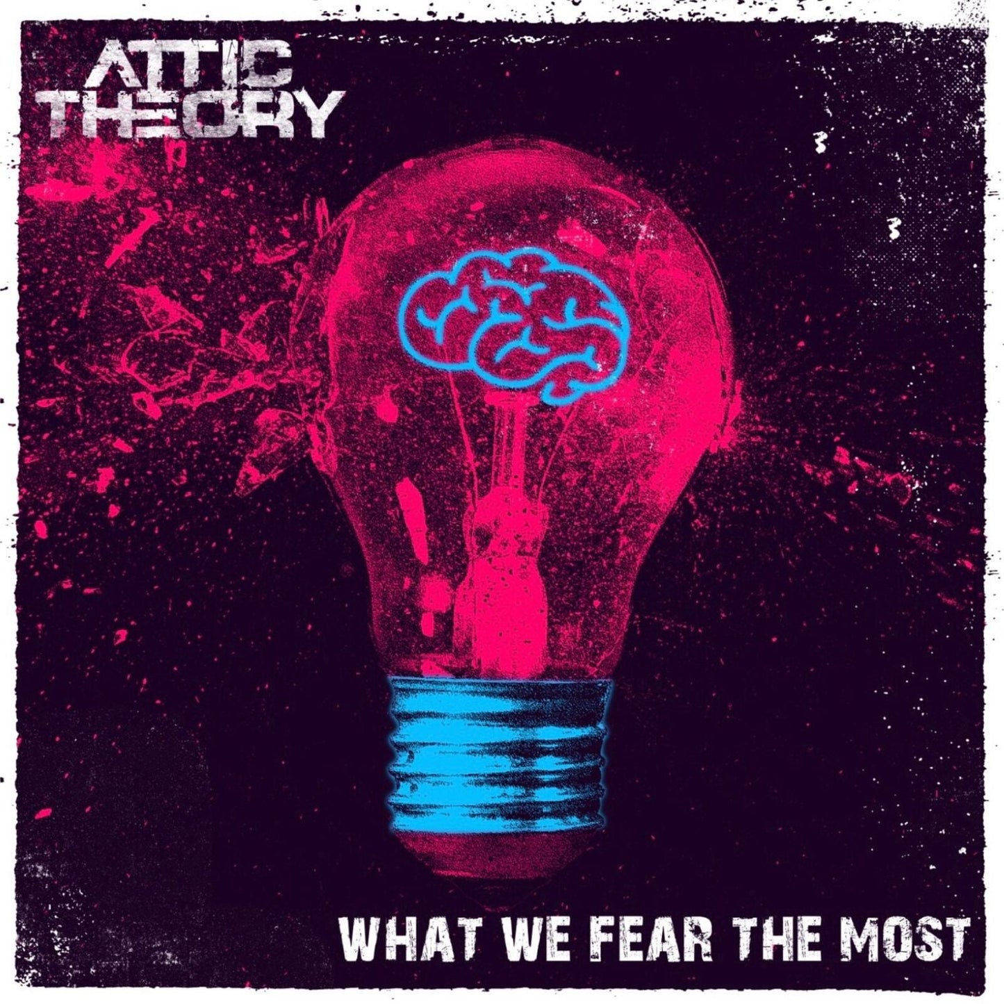 Album cover: pink lightbulb containing a blue brain shape.