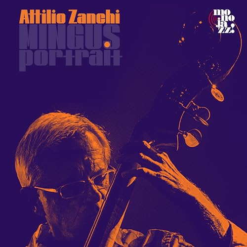 Album cover featuring Attilio Zanchi playing an upright bass in orange and purple tones.
