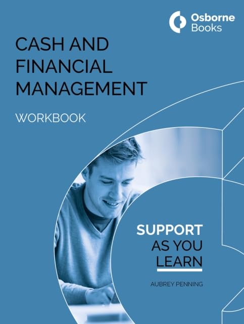 Blue workbook cover with a person studying, titled “Cash and Financial Management.”