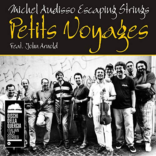 CD cover: black and white photo of a musical group with violins.
