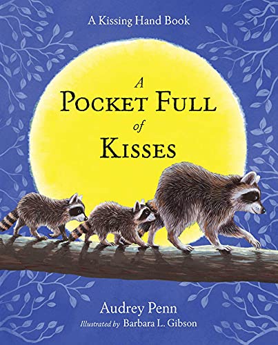 Book cover: raccoon family walking toward a glowing yellow moon.
