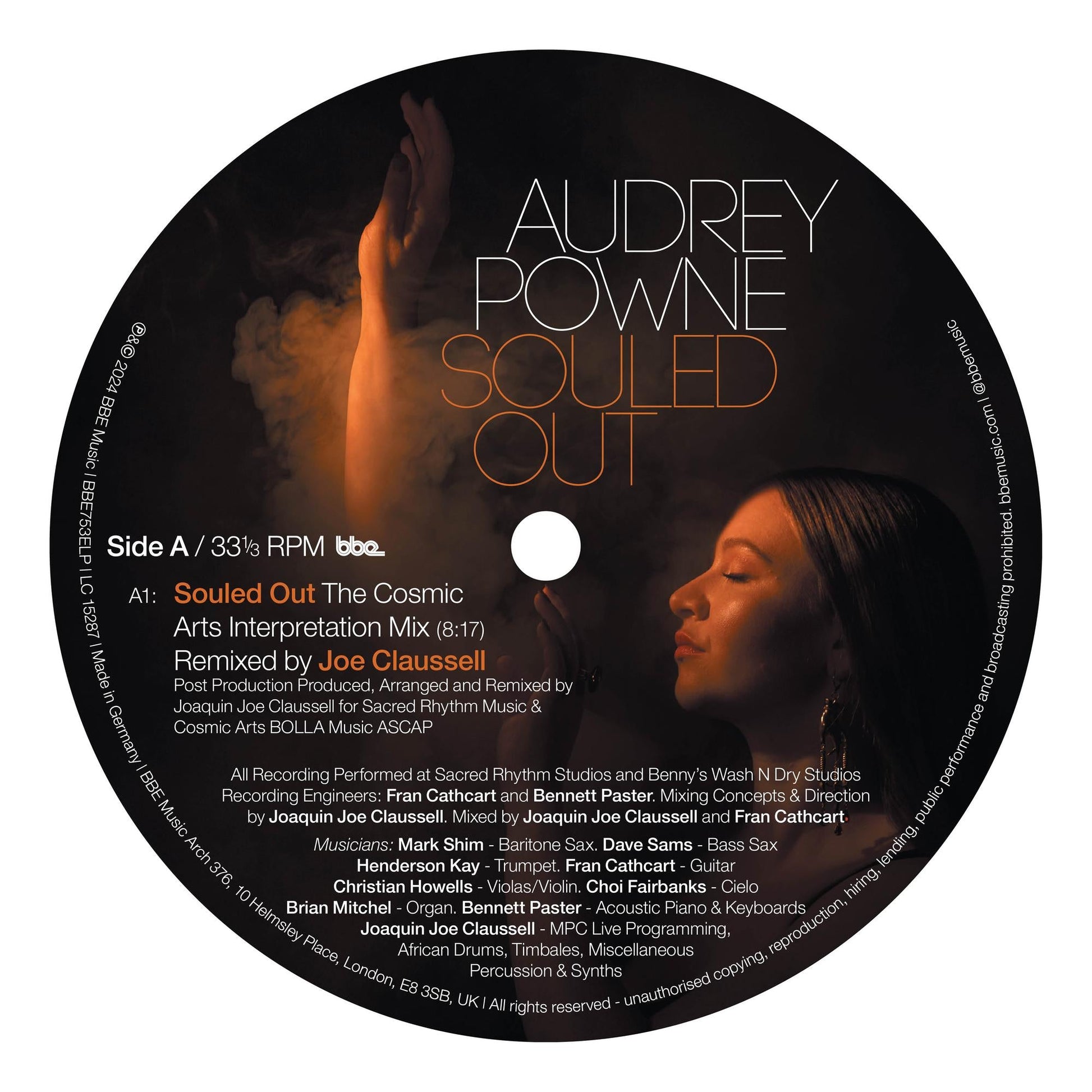 Record label image for Audrey Powne’s “Souled Out / Feed The Fire” vinyl.