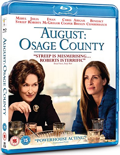 August: Osage County" Blu-ray case featuring Meryl Streep and Julia Roberts.