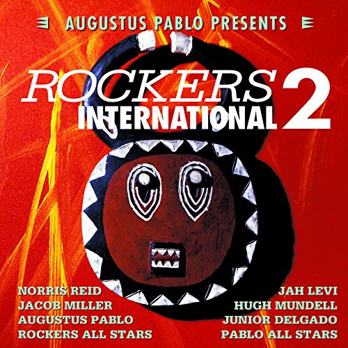 Red album cover featuring a patterned mask and text: "Augustus Pablo Presents Rockers 2".