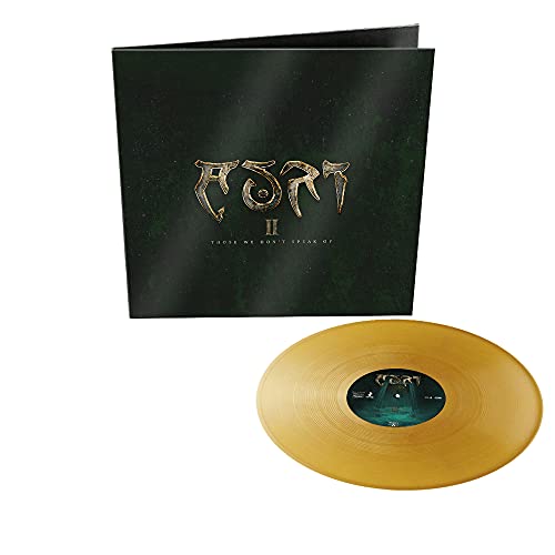 Dark album cover and golden vinyl record with central label art.