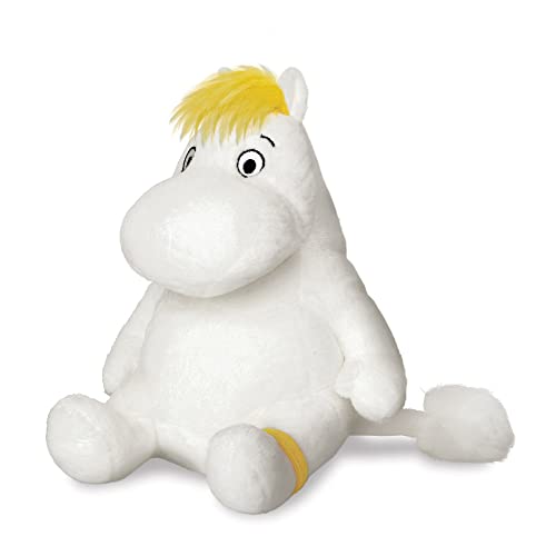 White Snorkmaiden plush toy with yellow hair and a yellow ankle bracelet.