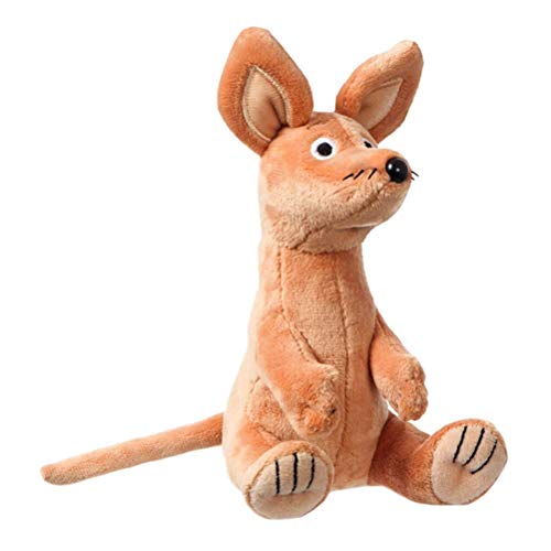 Brown plush kangaroo toy sitting with a long tail.