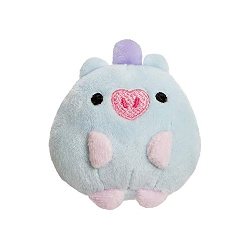 A light blue plush toy with pink accents and a heart-shaped nose.