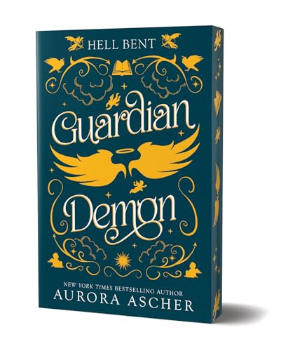 Dark teal book cover with gold filigree, wings, and the title Guardian Demon.