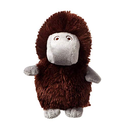 Brown plush monkey toy with gray face and paws, front view.