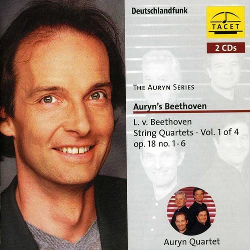 CD cover featuring a portrait of a man and a string quartet.