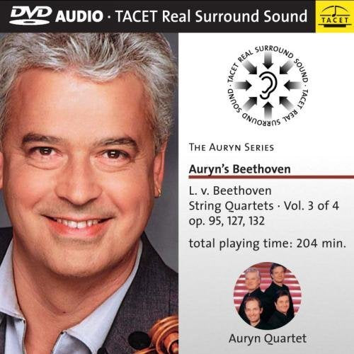 DVD cover with Beethoven portrait, text, and Auryn Quartet members.