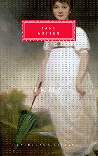 Book cover of "Emma" by Jane Austen, featuring a woman in a white dress.