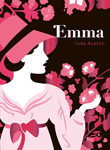 Book cover for "Emma" by Jane Austen, featuring a woman in pink.