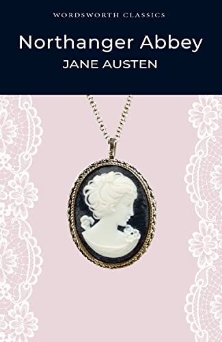 Book cover for “Northanger Abbey” featuring a cameo portrait.