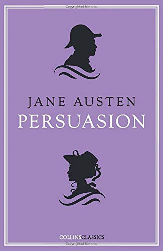 Purple book cover for "Persuasion" by Jane Austen with silhouette portraits.