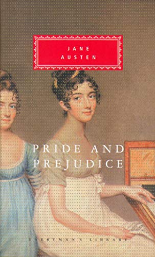 Book cover of "Pride and Prejudice" featuring two women in Regency-era dress.