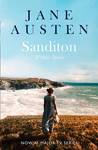 Book cover: “Sanditon & Other Stories” by Jane Austen, coastal scene.