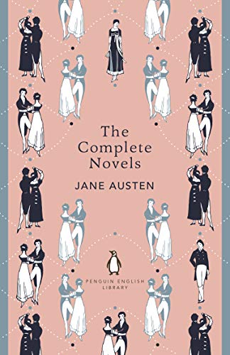 Book cover with pink background, dancing couples, and "Jane Austen" text in black font.