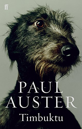Book cover featuring a close-up portrait of a shaggy dark dog against grey background.