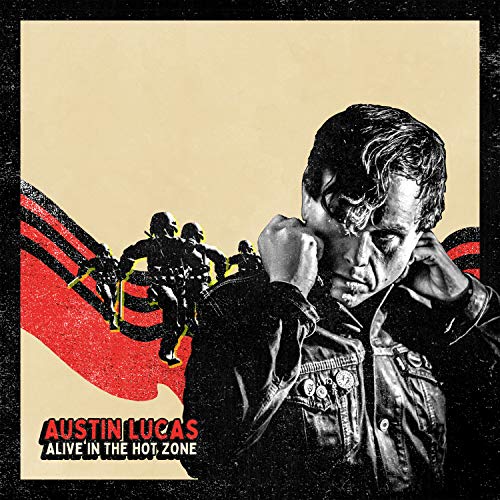 Album cover featuring a man in a leather jacket with soldiers in background.