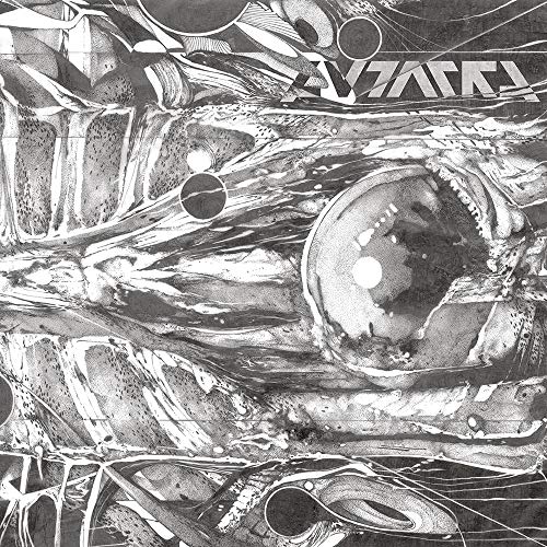 Black and white abstract CD cover with swirling lines and circles.