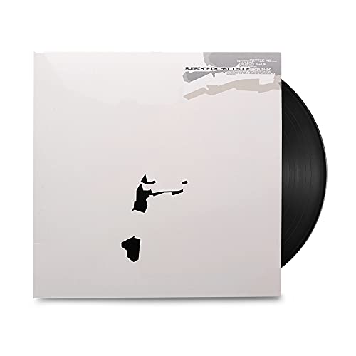 Autechre “Chiastic Slide” vinyl record with white cover and abstract black shapes.