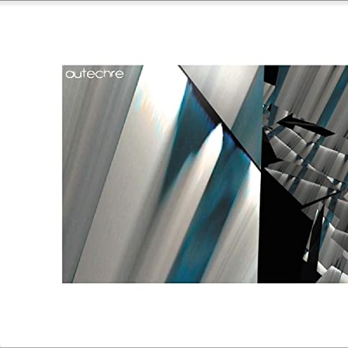 Autechre's "Confield" vinyl album cover: abstract geometric shapes in cool tones.