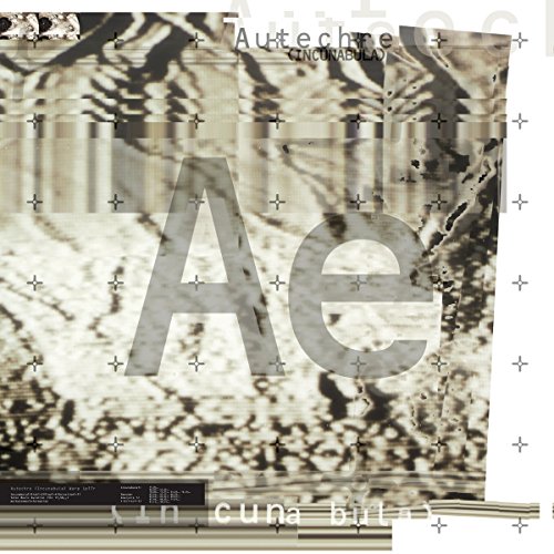 "Album cover with abstract, distorted forest image and large 'AE' letters, sepia-toned."