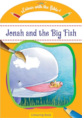 A colouring book cover showing a whale with Jonah inside its mouth.